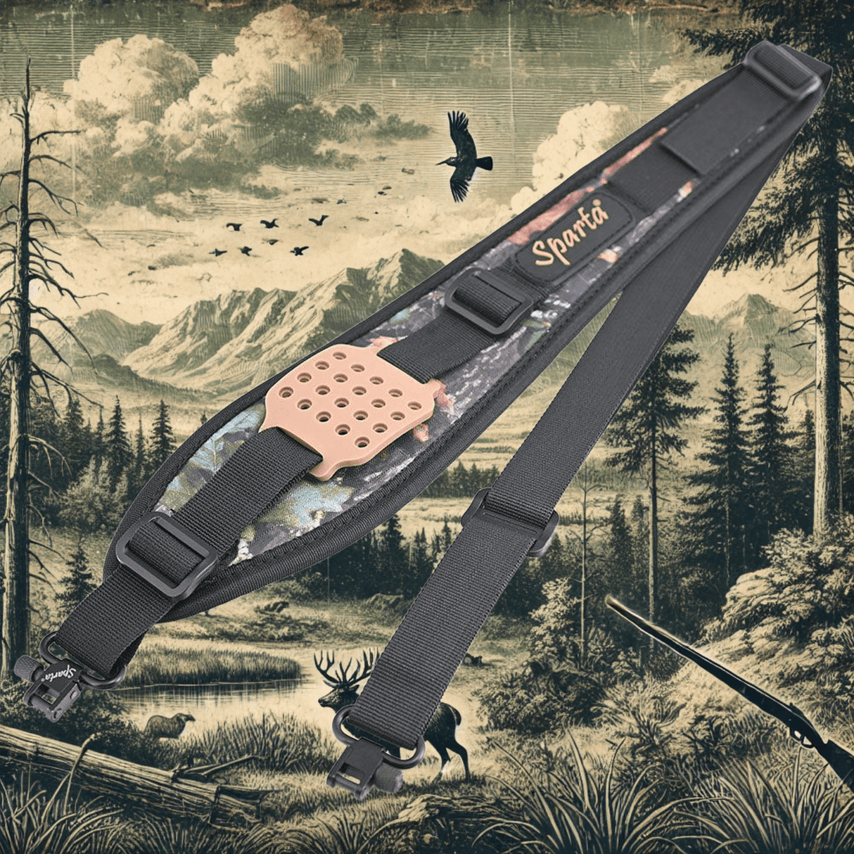 Sparta Shoulder Strap 1 Inch Adjustable Sling With Quick Detachable QD Steel Swivels - Shooin Optics