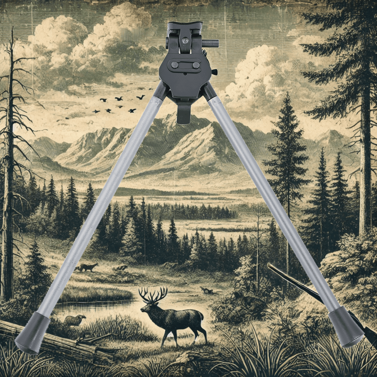 RX-S1 Bipod Bolt Action Rifle Wood Screw Locking Base - Shooin Optics