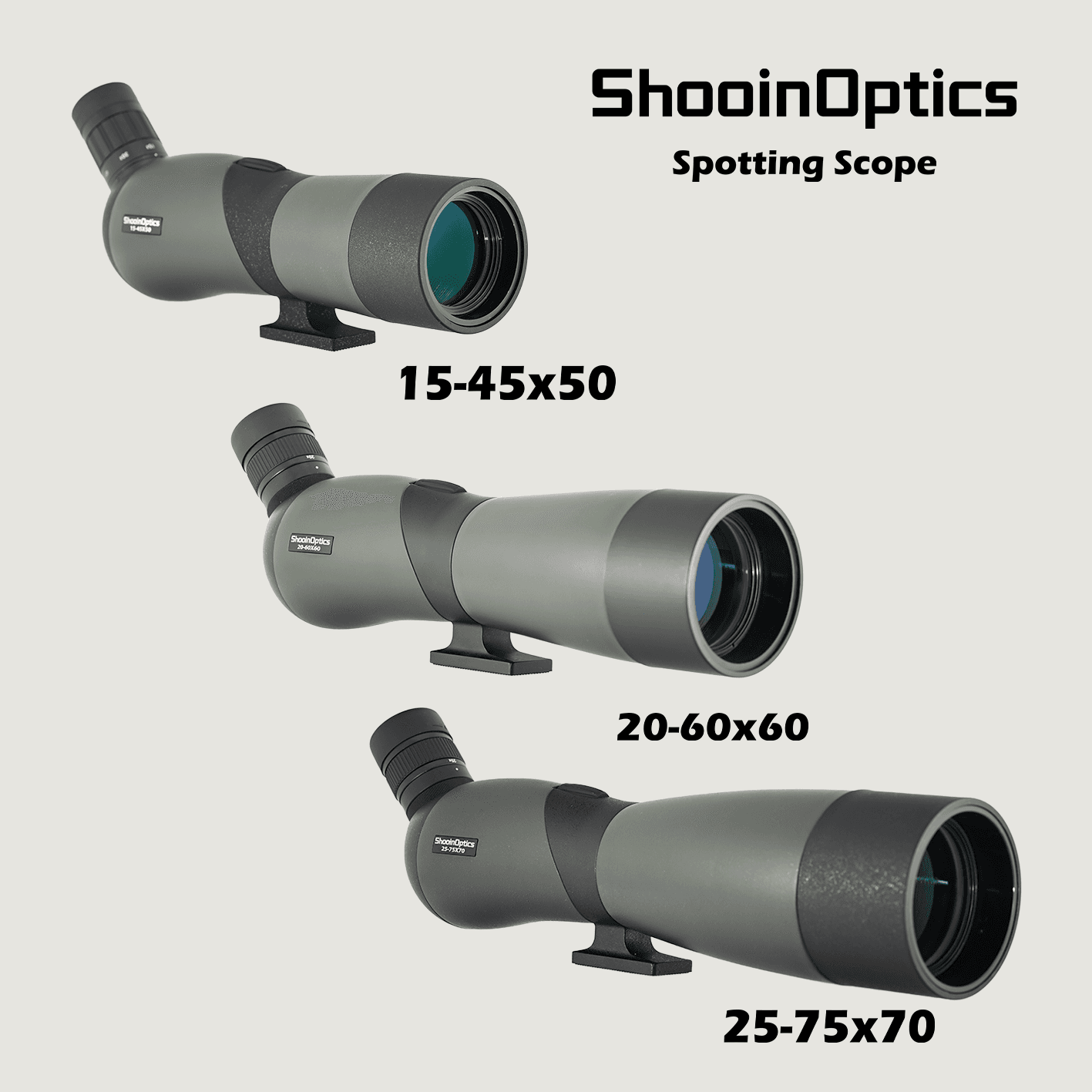 Shooin Optics Spotting Scope 15-45x50 20-60x60 25-75x70 Hunting Shooting Bird Watching Monocular Telescope - Shooin Optics