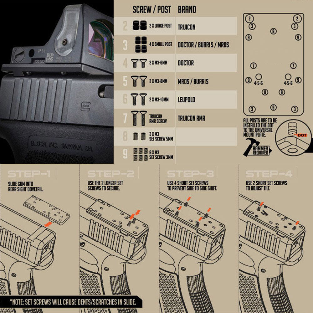 Optics Mount Base For Glock Sight
