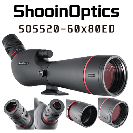 Shooin Optics 20-60x80 ED 80ED Glass Fieldscope Outdoor Spotting Scope - Shooin Optics