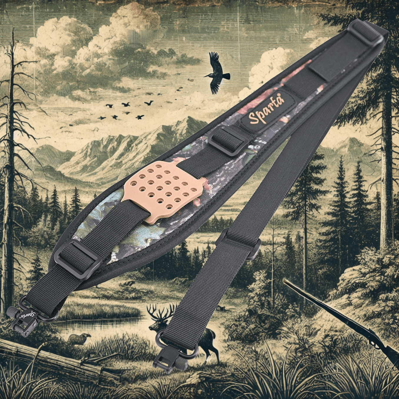 Sparta Shoulder Strap 1 Inch Adjustable Sling With Quick Detachable QD Steel Swivels - Shooin Optics