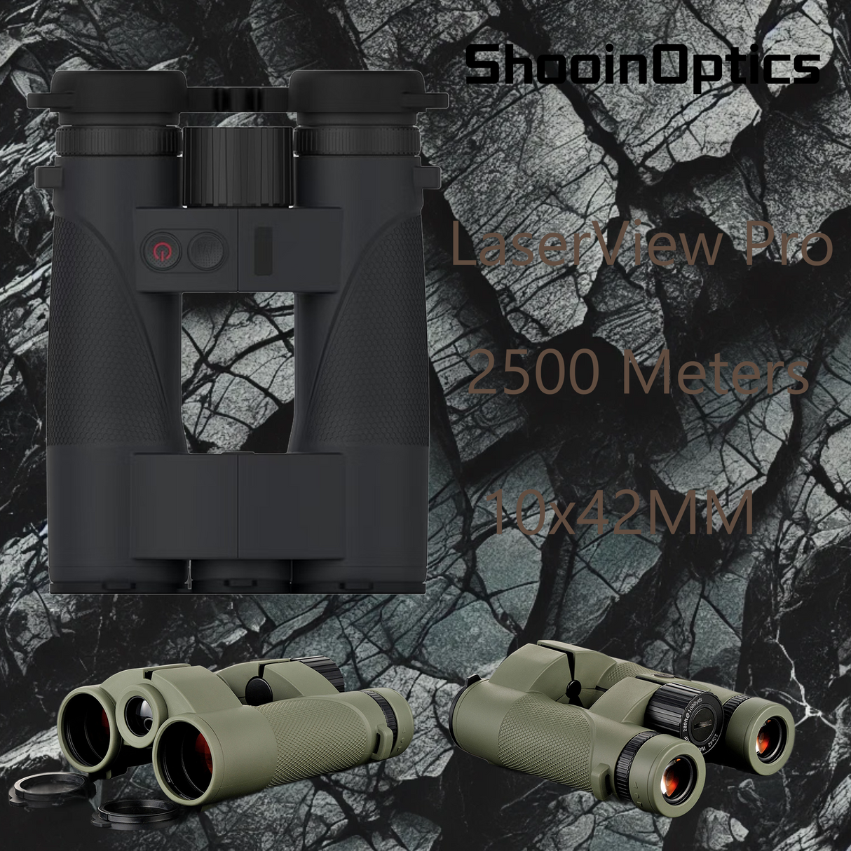 Shooin LaserView Pro 2500 Meters Rangefinder 10x42 Binoculars