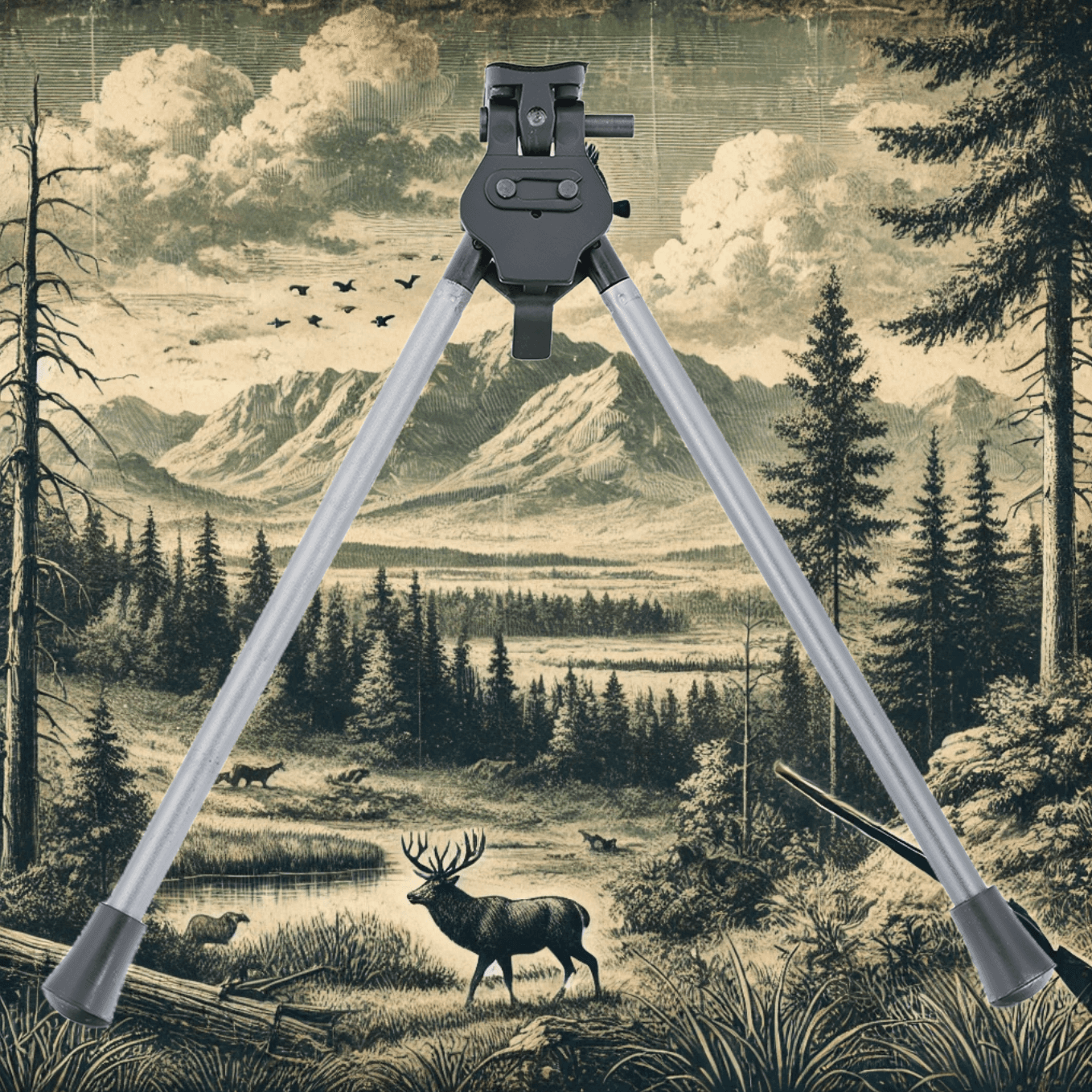 RX-S1 Bipod Bolt Action Rifle Wood Screw Locking Base - Shooin Optics