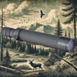 Shooin 8-24x40 spotting scope on a scenic outdoor nature background, ideal for hunting and bird watching.