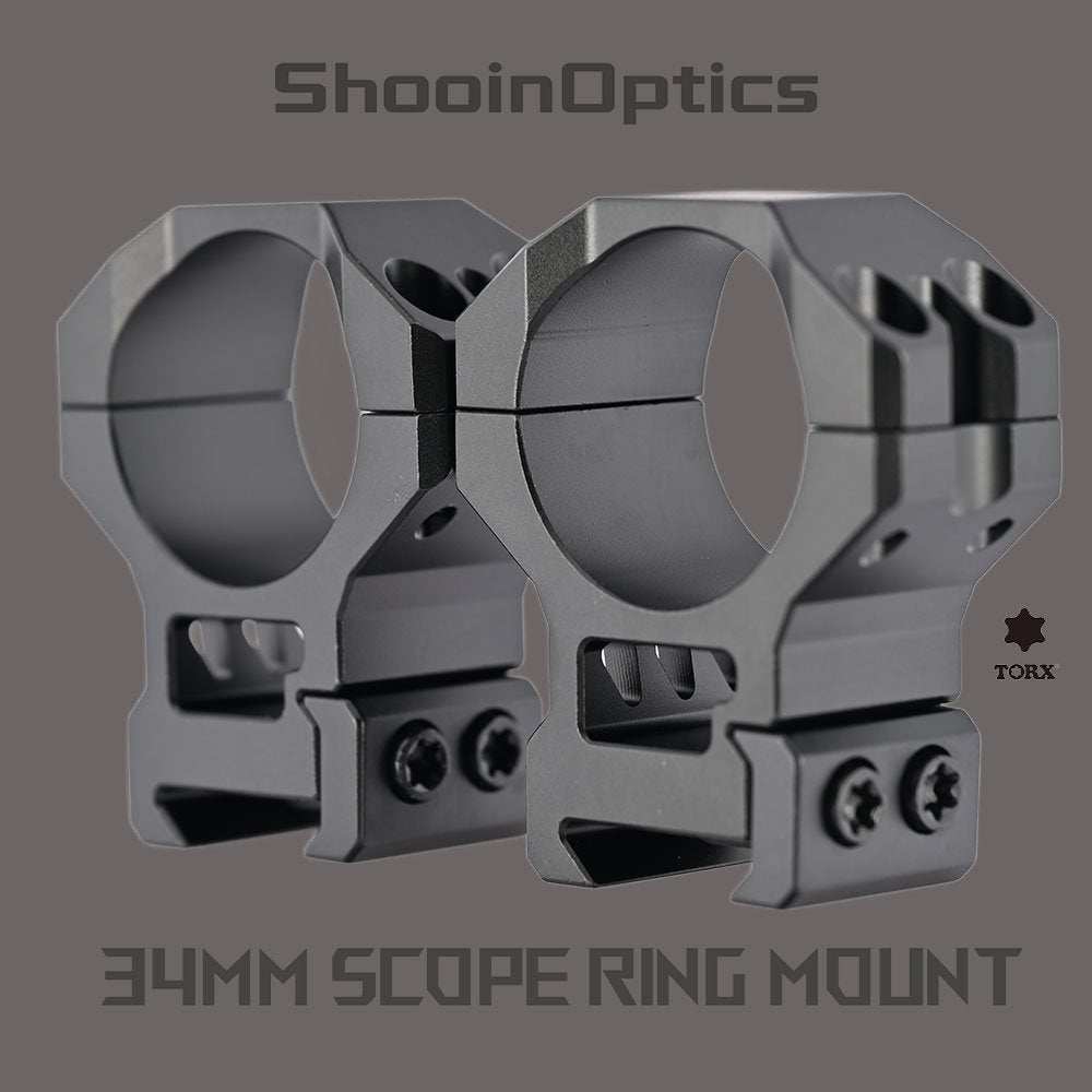 Shooin Optics Pebble Scope Ring Mount For 34mm Tube Picatinny Weaver Rail - Shooin Optics